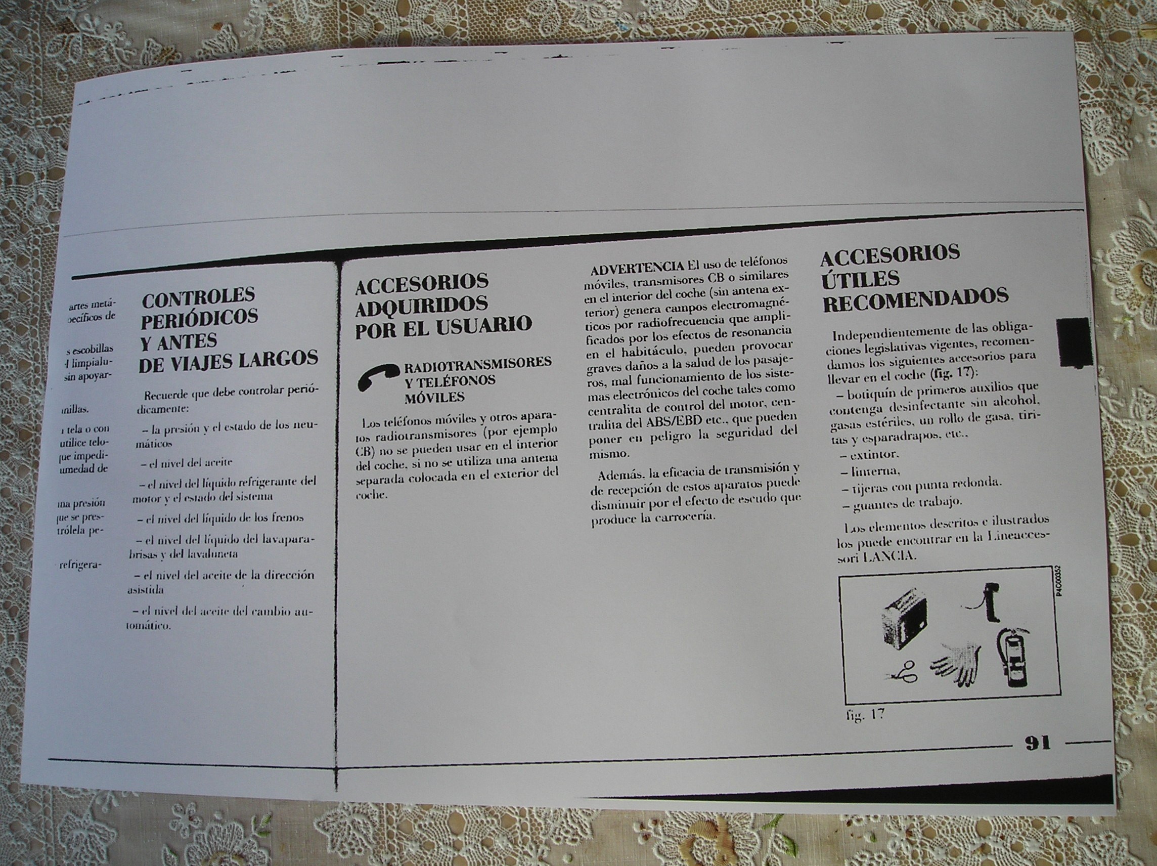 Fotocopia del manual de instrucciones del Lancia